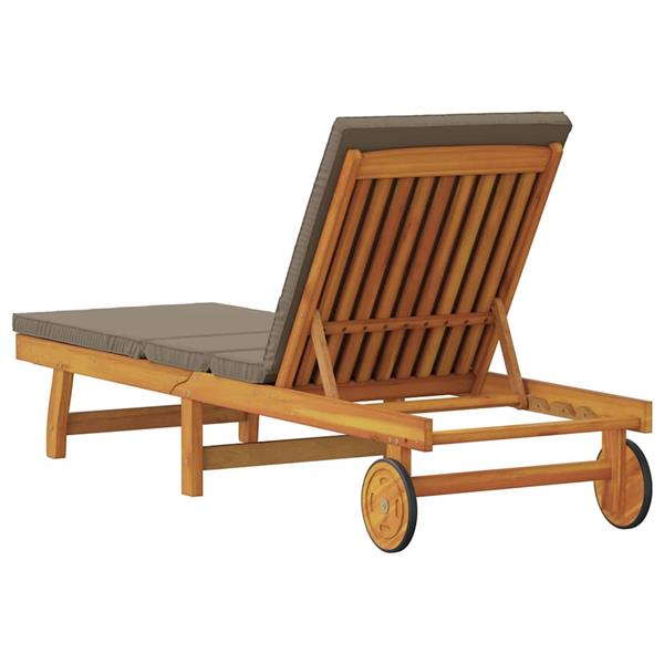 Grote foto vidaxl ligbed met wielen en kussen in taupe van massief hout tuin en terras tuinmeubelen