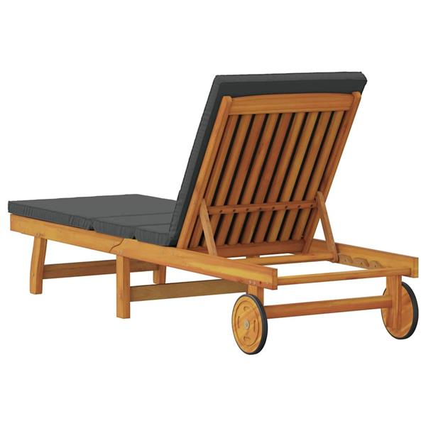 Grote foto vidaxl ligbed met wielen en kussen in donkergrijs van massief hout tuin en terras tuinmeubelen