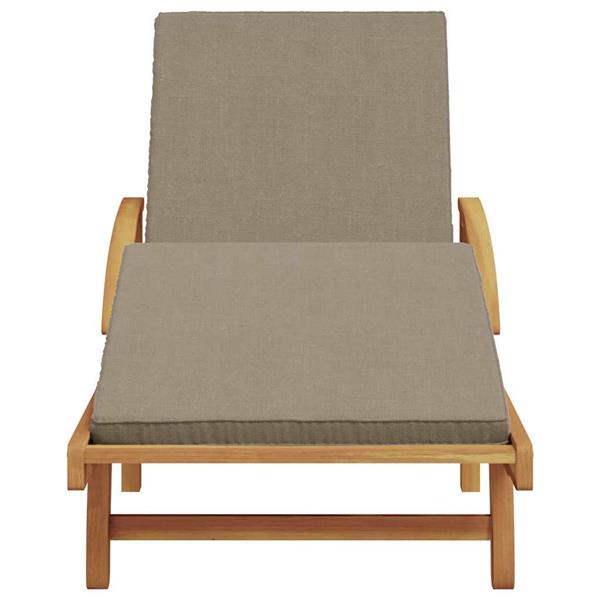 Grote foto vidaxl vouwbaar ligbed met wielen kussen in taupe van massief acaciahout tuin en terras tuinmeubelen