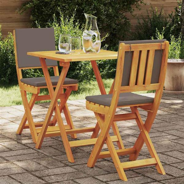 Grote foto vidaxl bistroset 3 pcs bruin massief acaciahout tuin en terras tuinmeubelen