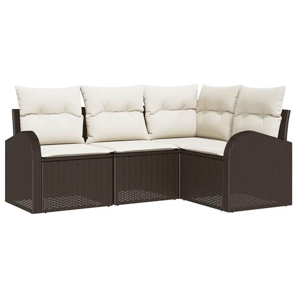 Grote foto vidaxl tuin sofa set met kussen 4 pcs zwart en wit poly riet tuin en terras tuinmeubelen