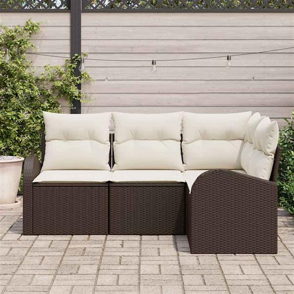 Grote foto vidaxl tuin sofa set met kussen 4 pcs zwart en wit poly riet tuin en terras tuinmeubelen
