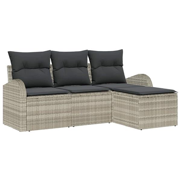 Grote foto vidaxl tuin sofa set met kussen 4 pcs lichtgrijs poly riet tuin en terras tuinmeubelen
