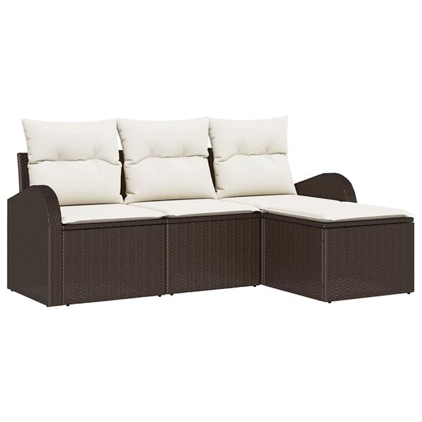 Grote foto vidaxl tuin sofa set met kussen 4 pcs lichtgrijs zwart poly riet tuin en terras tuinmeubelen