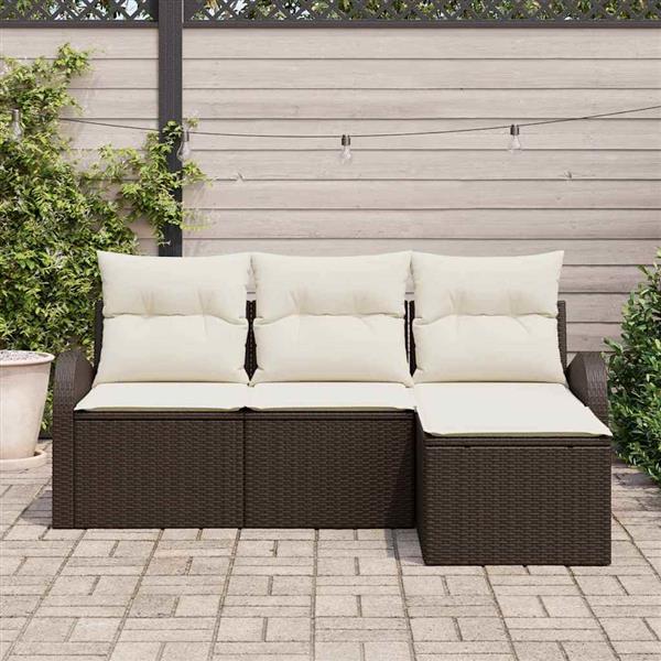Grote foto vidaxl tuin sofa set met kussen 4 pcs lichtgrijs zwart poly riet tuin en terras tuinmeubelen