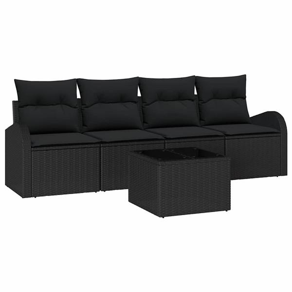 Grote foto vidaxl tuin sofa set met kussen met opslag 5 pcs zwart 55 x 55 x 37 cm tuin en terras tuinmeubelen