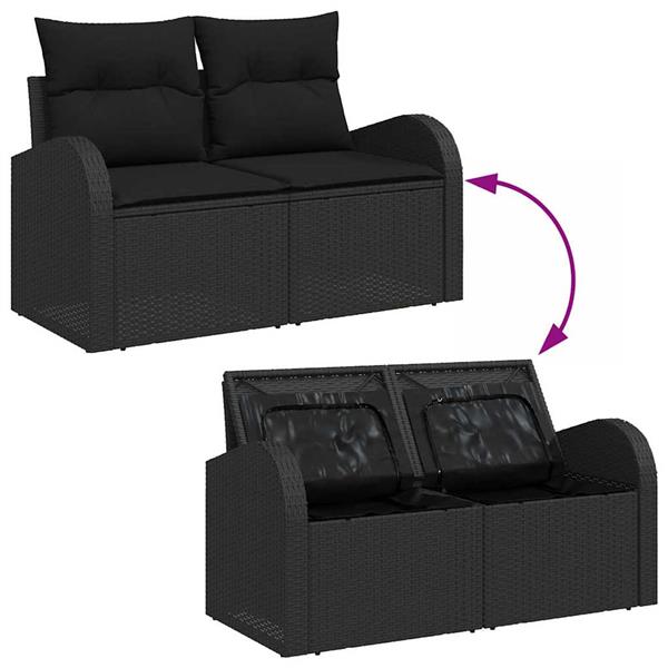 Grote foto vidaxl tuin sofa set met kussen met opslag 5 pcs zwart 55 x 55 x 37 cm tuin en terras tuinmeubelen