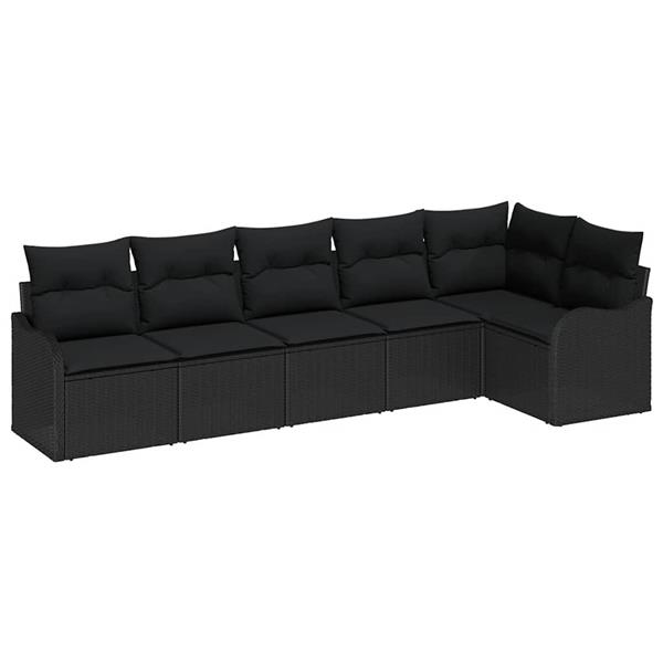 Grote foto vidaxl tuin sofa set met kussen met opslag 6 pcs zwart poly riet tuin en terras tuinmeubelen