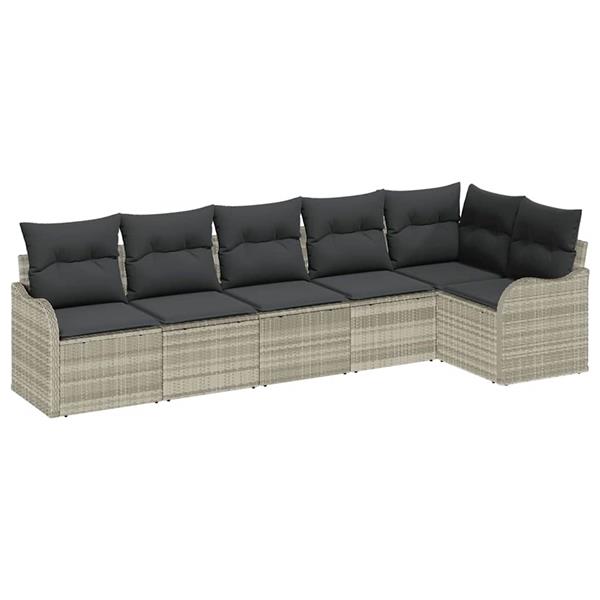 Grote foto vidaxl tuin sofa set met kussen met opslag 6 pcs lichtgrijs poly riet tuin en terras tuinmeubelen