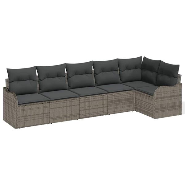 Grote foto vidaxl tuin sofa set met kussen met opslag 6 pcs grijs poly riet tuin en terras tuinmeubelen