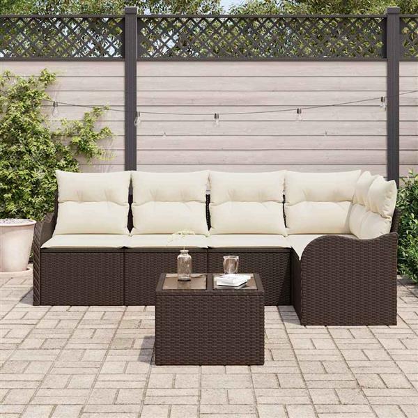 Grote foto vidaxl tuin sofa set met kussen met opslag 6 pcs grijs poly riet tuin en terras tuinmeubelen