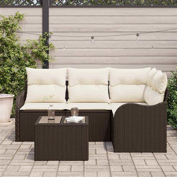 Grote foto vidaxl tuin sofa set met kussen met opslag 5 pcs grijs poly riet tuin en terras tuinmeubelen