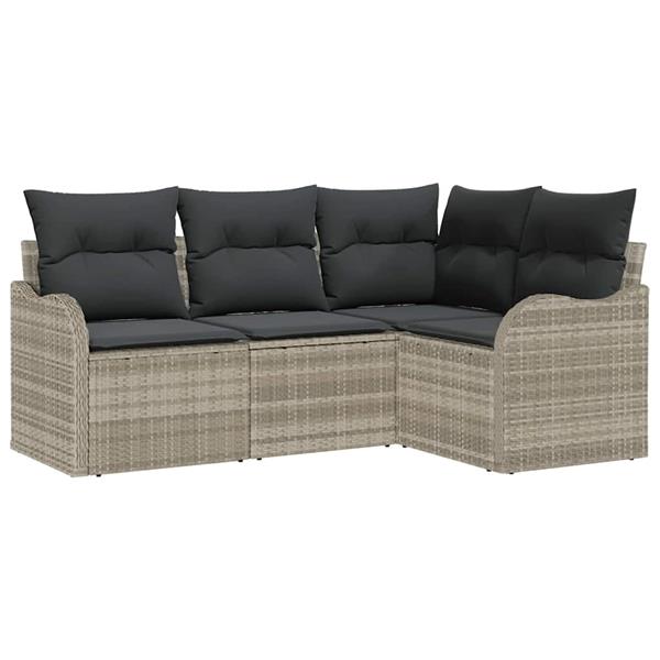 Grote foto vidaxl tuin sofa set met kussen met opslag 4 pcs lichtgrijs poly riet tuin en terras tuinmeubelen