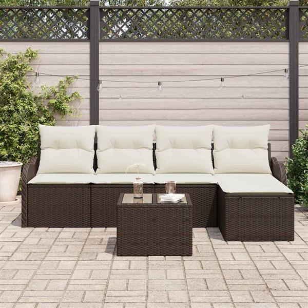 Grote foto vidaxl tuin sofa set met kussen met opslag 6 pcs grijs poly riet tuin en terras tuinmeubelen