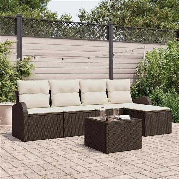 Grote foto vidaxl tuin sofa set met kussen 6 pcs lichtgrijs antraciet poly riet tuin en terras tuinmeubelen