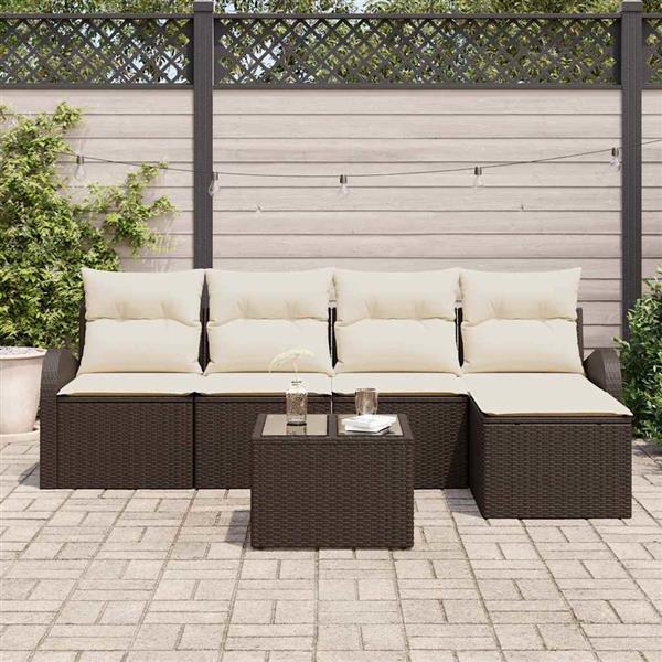 Grote foto vidaxl tuin sofa set met kussen 6 pcs lichtgrijs antraciet poly riet tuin en terras tuinmeubelen