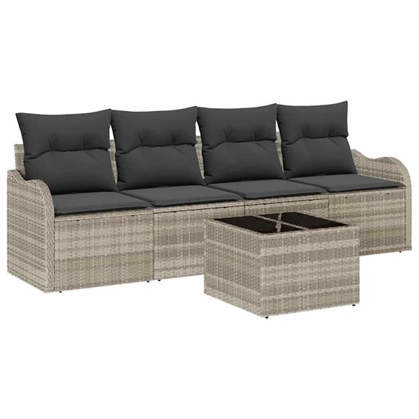 Grote foto vidaxl tuin sofa set 5 pcs lichtgrijs donkergrijs 55 x 55 x 37 cm tuin en terras tuinmeubelen
