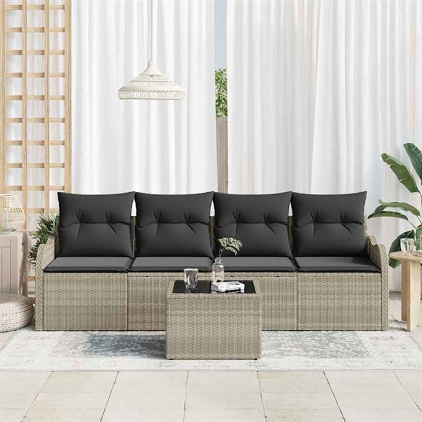 Grote foto vidaxl tuin sofa set 5 pcs lichtgrijs donkergrijs 55 x 55 x 37 cm tuin en terras tuinmeubelen
