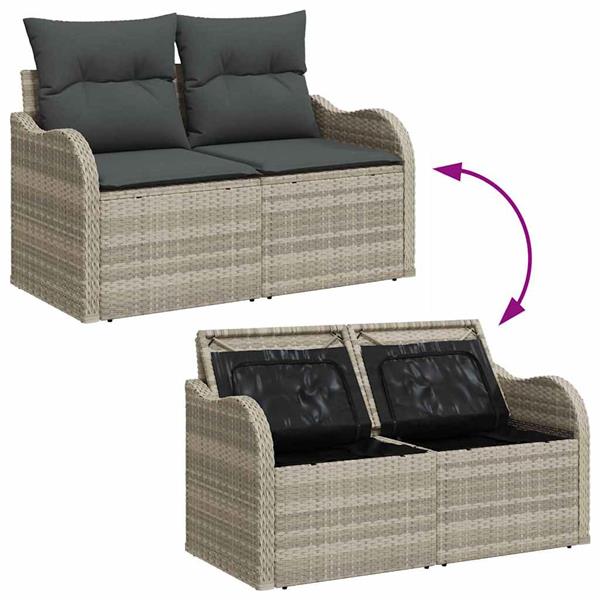 Grote foto vidaxl tuin sofa set met kussen met opslag 3 pcs lichtgrijs poly riet tuin en terras tuinmeubelen