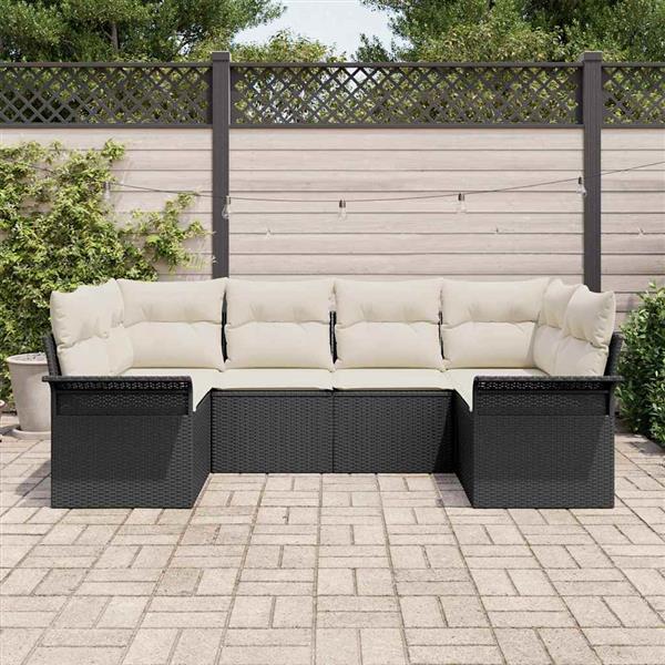 Grote foto vidaxl tuin sofa set met kussen met opslag 6 pcs zwart poly riet tuin en terras tuinmeubelen
