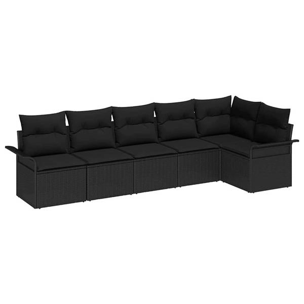 Grote foto vidaxl tuin sofa set met kussen met opslag 6 pcs zwart poly riet tuin en terras tuinmeubelen