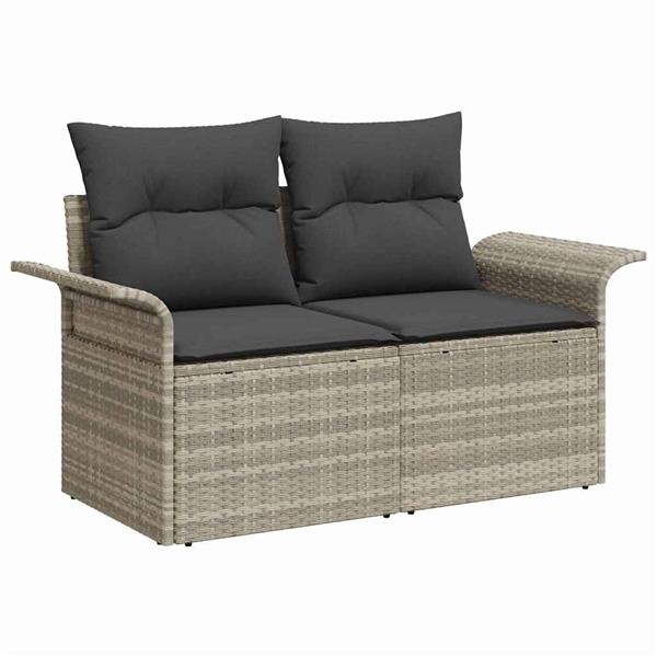 Grote foto vidaxl tuin sofa set met kussen met opslag 6 pcs lichtgrijs poly riet tuin en terras tuinmeubelen