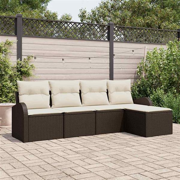 Grote foto vidaxl tuin sofa set met kussen 5 pcs lichtgrijs antraciet poly riet tuin en terras tuinmeubelen