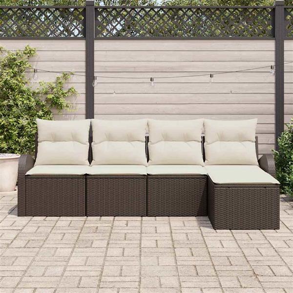 Grote foto vidaxl tuin sofa set met kussen 5 pcs lichtgrijs antraciet poly riet tuin en terras tuinmeubelen