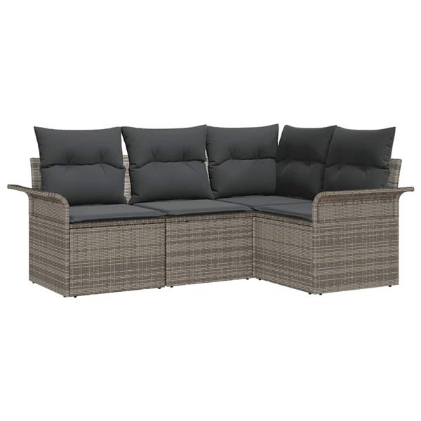 Grote foto vidaxl tuin sofa set met kussen met opslag 4 pcs grijs poly riet tuin en terras tuinmeubelen