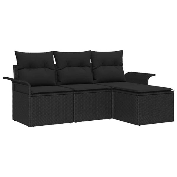 Grote foto vidaxl tuin sofa set met kussen met opslag 4 pcs zwart poly riet tuin en terras tuinmeubelen