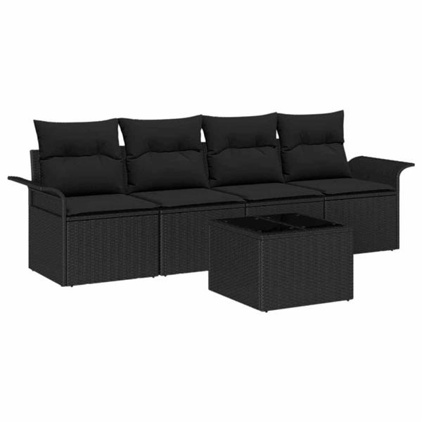Grote foto vidaxl tuin sofa set met kussen met opslag 5 pcs zwart 55 x 55 x 37 cm tuin en terras tuinmeubelen