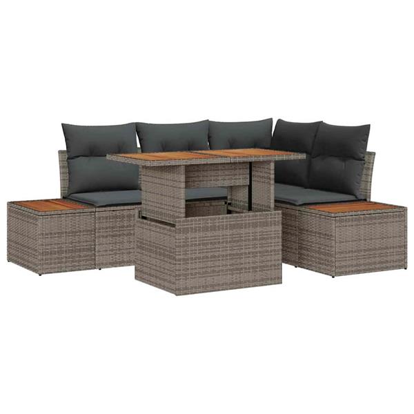 Grote foto vidaxl tuin eetset met kussen 5 pcs grijs bruin 100 x 55 x 73 cm tuin en terras tuinmeubelen
