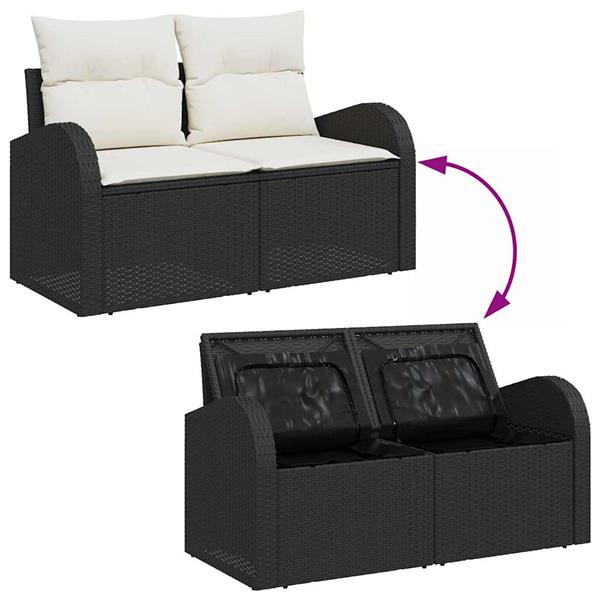Grote foto vidaxl tuin sofa set met kussen 5 pcs zwart cr me 55 x 55 x 37 cm tuin en terras tuinmeubelen