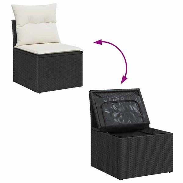 Grote foto vidaxl tuin sofa set met kussen 5 pcs zwart cr me 55 x 55 x 37 cm tuin en terras tuinmeubelen