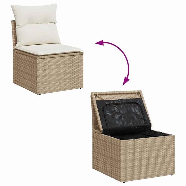 Grote foto vidaxl tuin sofa set met kussen 3 pcs beige wit poly riet tuin en terras tuinmeubelen