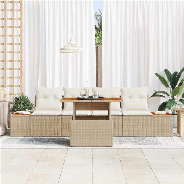 Grote foto vidaxl tuin eetset met kussen 5 pcs beige cr me 100 x 55 x 73 cm tuin en terras tuinmeubelen