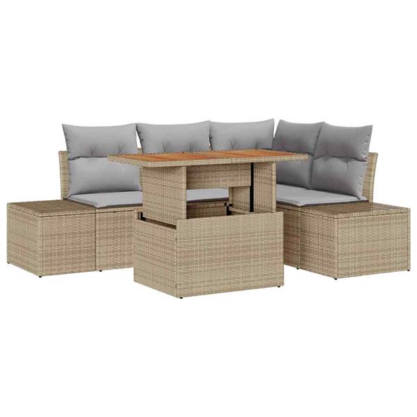 Grote foto vidaxl tuin sofa set met kussen 5 pcs beige grijs 100 x 55 x 73 cm tuin en terras tuinmeubelen