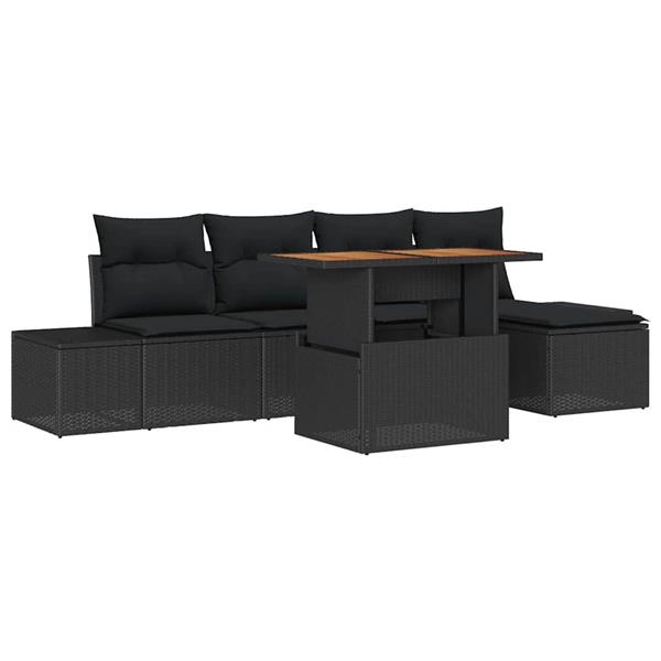 Grote foto vidaxl tuin eetset met kussen 6 pcs zwart bruin tuin en terras tuinmeubelen