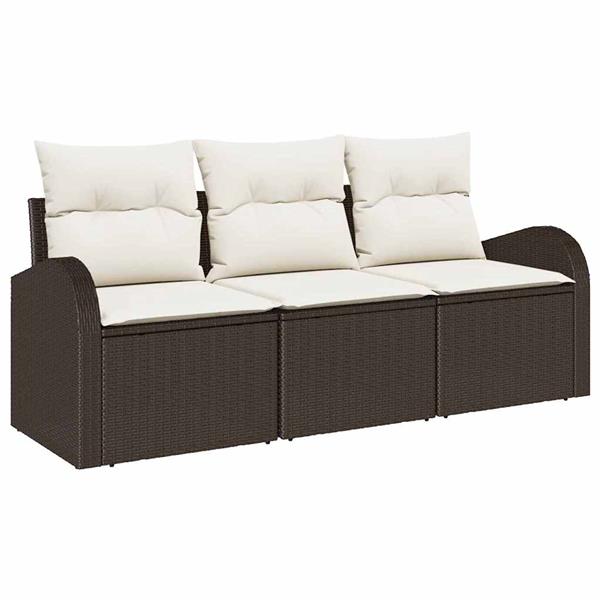 Grote foto vidaxl tuin sofa set met kussen 3 pcs zwart en wit poly riet tuin en terras tuinmeubelen