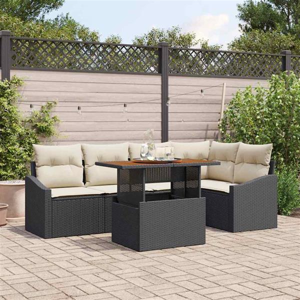 Grote foto vidaxl tuin eetset met kussen handmatig zwart cr me 100 x 55 x 73 cm tuin en terras tuinmeubelen