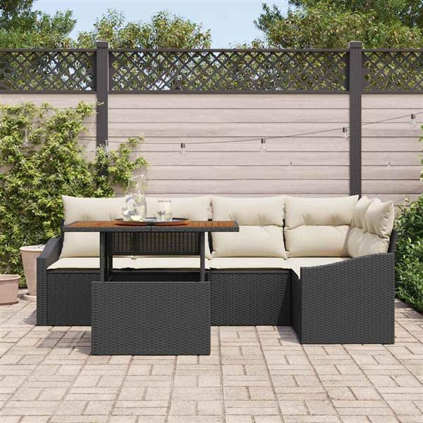 Grote foto vidaxl tuin eetset met kussen handmatig zwart cr me 100 x 55 x 73 cm tuin en terras tuinmeubelen