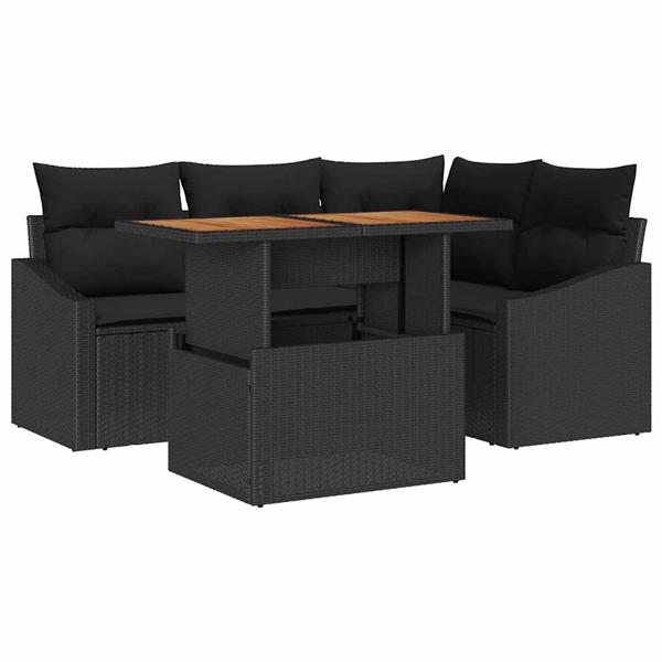 Grote foto vidaxl tuin eetset met kussen met kussen zwart bruin 100 x 55 x 73 cm tuin en terras tuinmeubelen