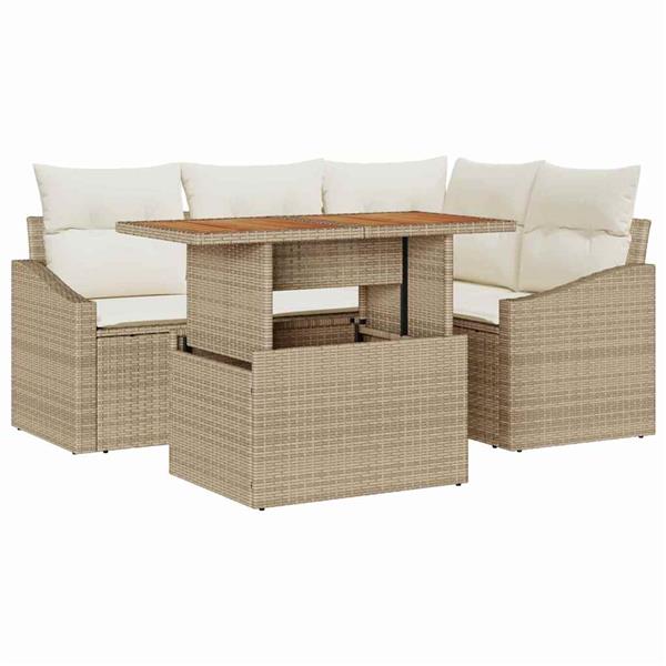 Grote foto vidaxl tuin eetset met kussen met kussen beige cr me 100 x 55 x 73 cm tuin en terras tuinmeubelen