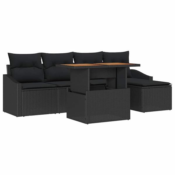 Grote foto vidaxl tuin eetset zwart bruin poly rattan staal massief acaciahout tuin en terras tuinmeubelen