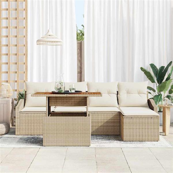 Grote foto vidaxl tuin eetset beige cr me poly rattan staal massief acaciahout tuin en terras tuinmeubelen