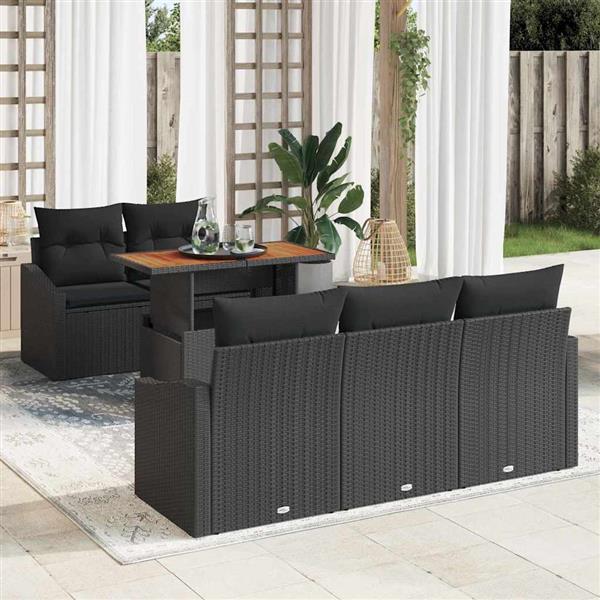 Grote foto vidaxl tuin eetset met kussen met kussen zwart bruin 100 x 55 x 73 cm tuin en terras tuinmeubelen