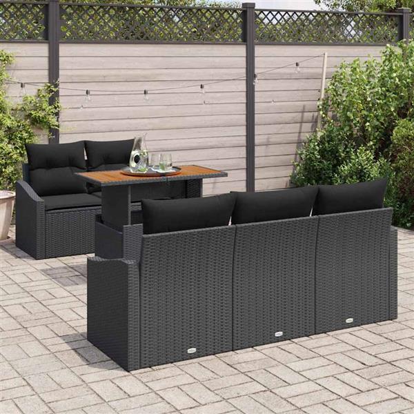 Grote foto vidaxl tuin eetset met kussen met kussen zwart bruin 100 x 55 x 73 cm tuin en terras tuinmeubelen