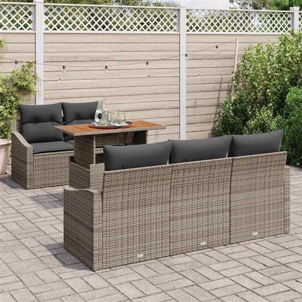 Grote foto vidaxl tuin eetset met kussen met kussen grijs bruin 100 x 55 x 73 cm tuin en terras tuinmeubelen