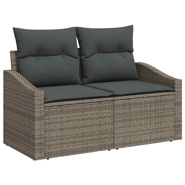 Grote foto vidaxl tuin eetset met kussen met kussen grijs bruin 100 x 55 x 73 cm tuin en terras tuinmeubelen