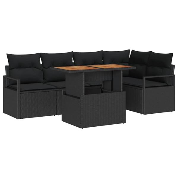 Grote foto vidaxl tuin eetset met kussen 6 pcs zwart bruin 100 x 55 x 73 cm tuin en terras tuinmeubelen